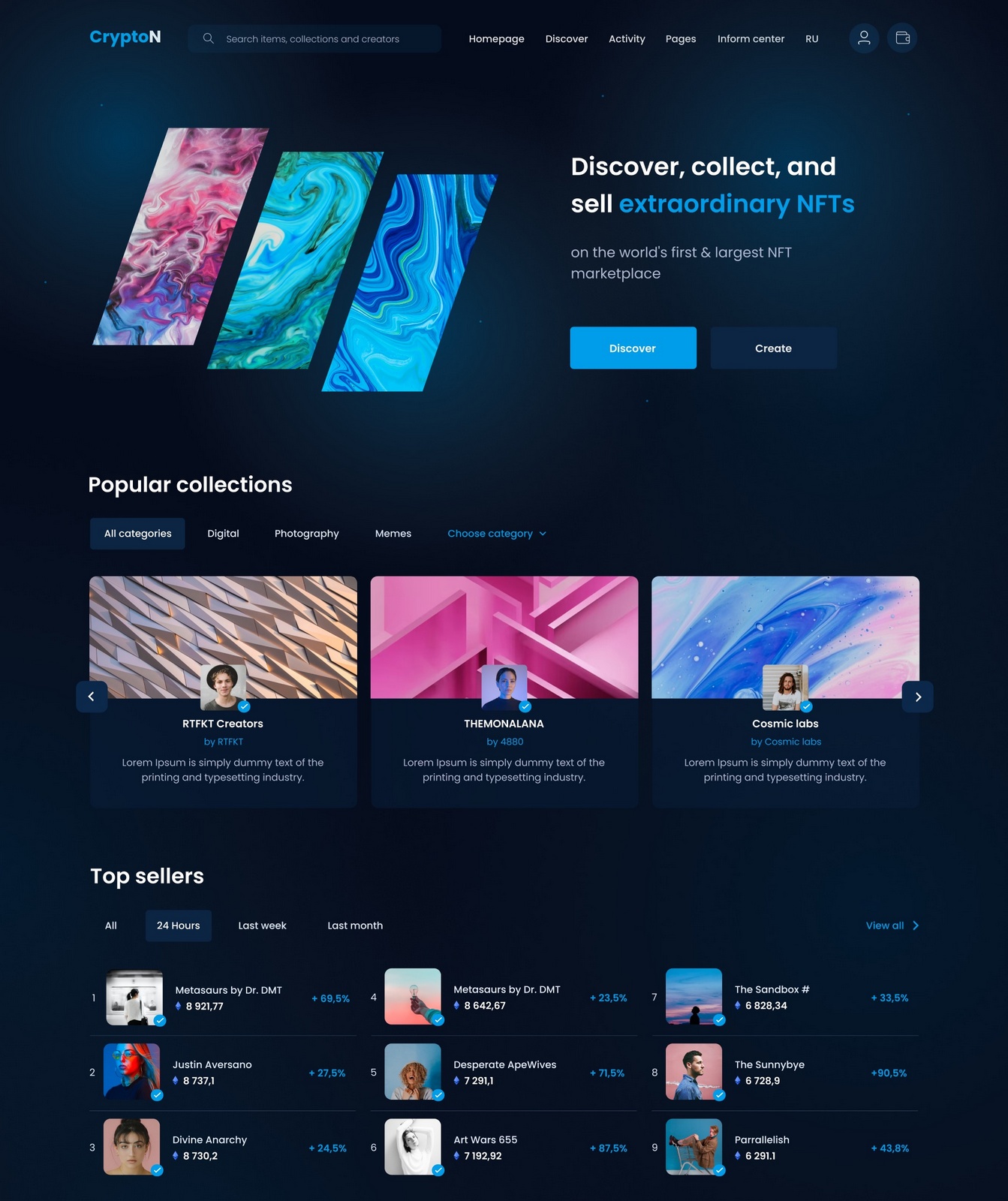 CryptoN - NFT Collectibles Marketplace HTML Template - 7